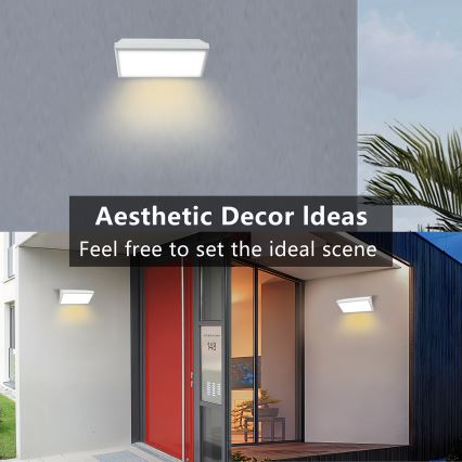 Brilagi - TRIANGLE LED/20W/230V Outdoor Wall Light with Sensor, White, IP65