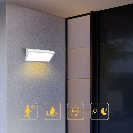 Brilagi - TRIANGLE LED/20W/230V Outdoor Wall Light with Sensor, White, IP65