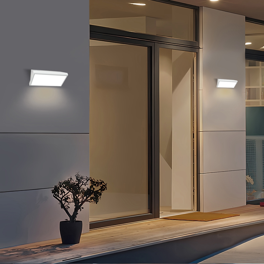 Brilagi - TRIANGLE LED/20W/230V Outdoor Wall Light with Sensor, White, IP65