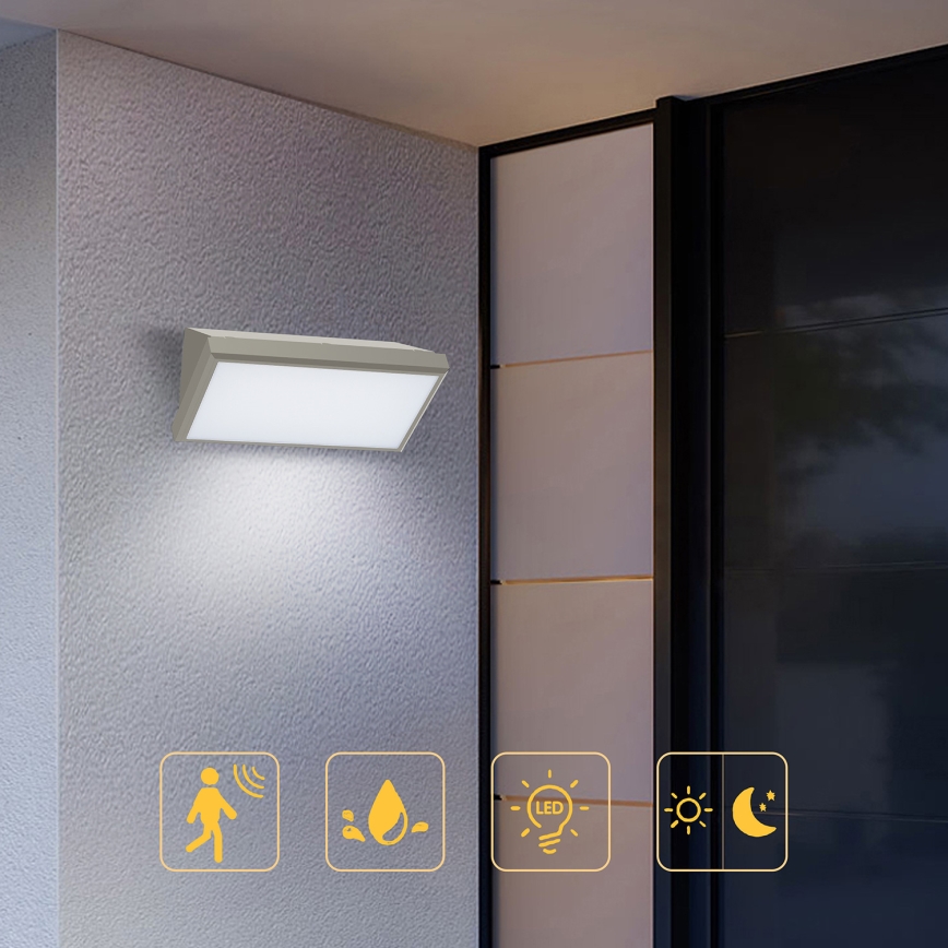 Brilagi - LED Outdoor Wall Light with Sensor TRIANGLE LED/20W/230V Grey IP65