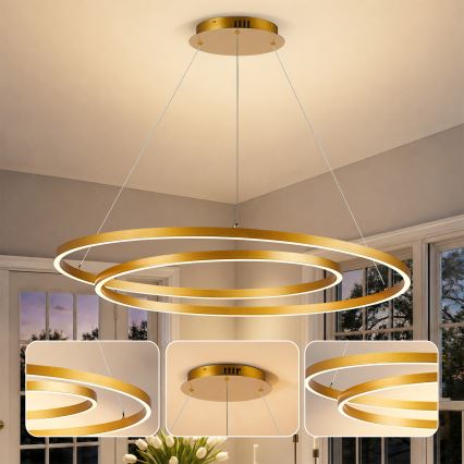 BRILAGI - Dimmable TWISTER LED Cable Pendant LED/105W/230V 3000–6000K Ø100 cm Gold + Remote Control