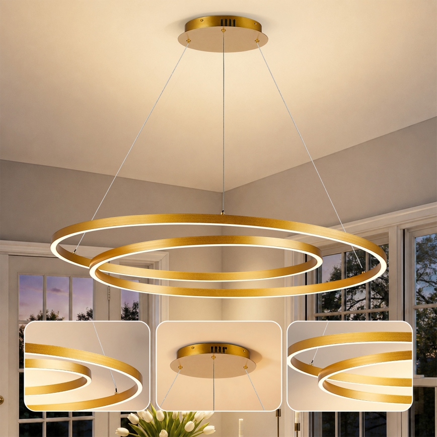 BRILAGI - Dimmable TWISTER LED Cable Pendant LED/105W/230V 3000–6000K Ø100 cm Gold + Remote Control