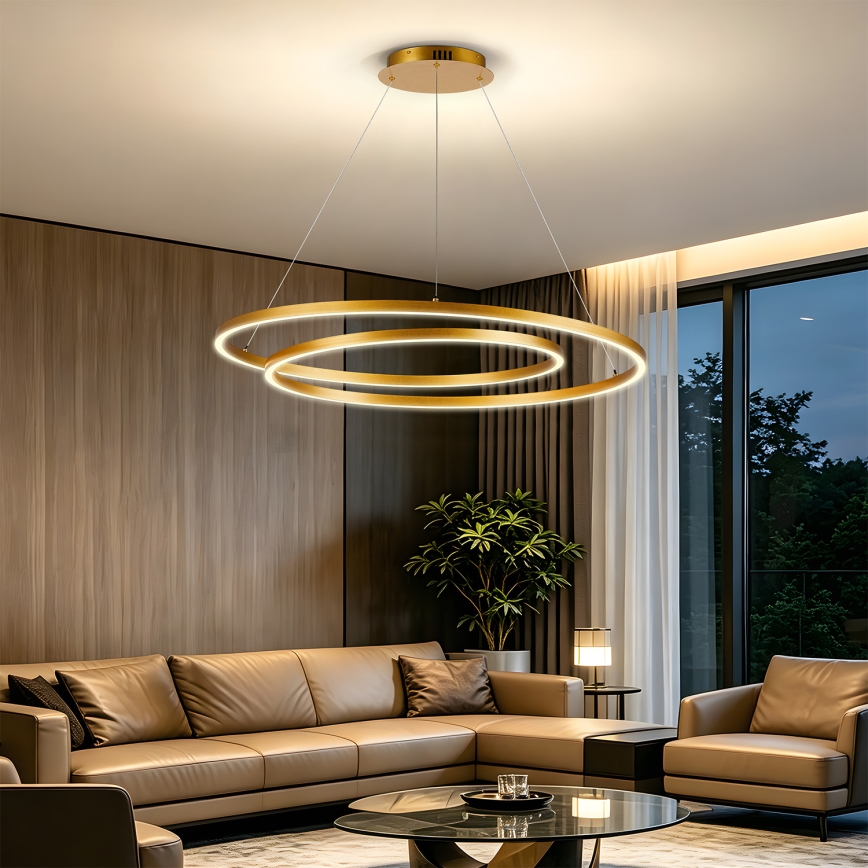 BRILAGI - Dimmable TWISTER LED Cable Pendant LED/105W/230V 3000–6000K Ø100 cm Gold + Remote Control