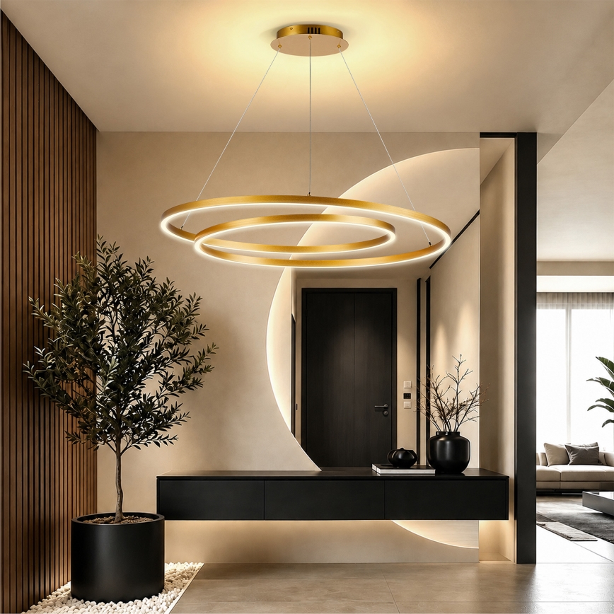 BRILAGI - Dimmable TWISTER LED Cable Pendant LED/105W/230V 3000–6000K Ø100 cm Gold + Remote Control