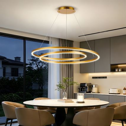 BRILAGI - Dimmable TWISTER LED Cable Pendant LED/105W/230V 3000–6000K Ø100 cm Gold + Remote Control