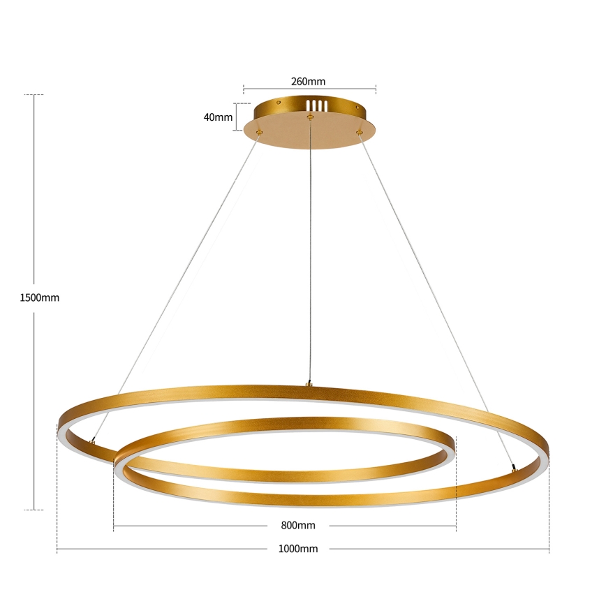 BRILAGI - Dimmable TWISTER LED Cable Pendant LED/105W/230V 3000–6000K Ø100 cm Gold + Remote Control