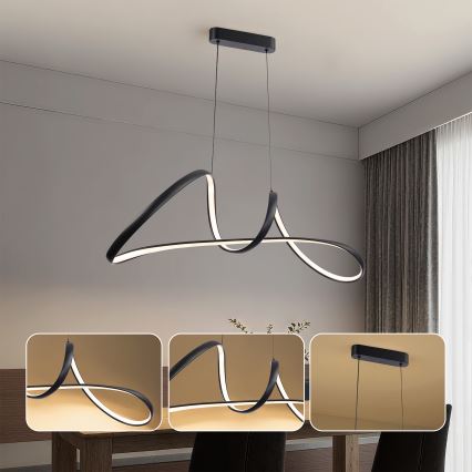 Brilagi - Dimmable LED Cable Pendant TWISTER LED/60W/230V 3000-6000K Black + Remote Control