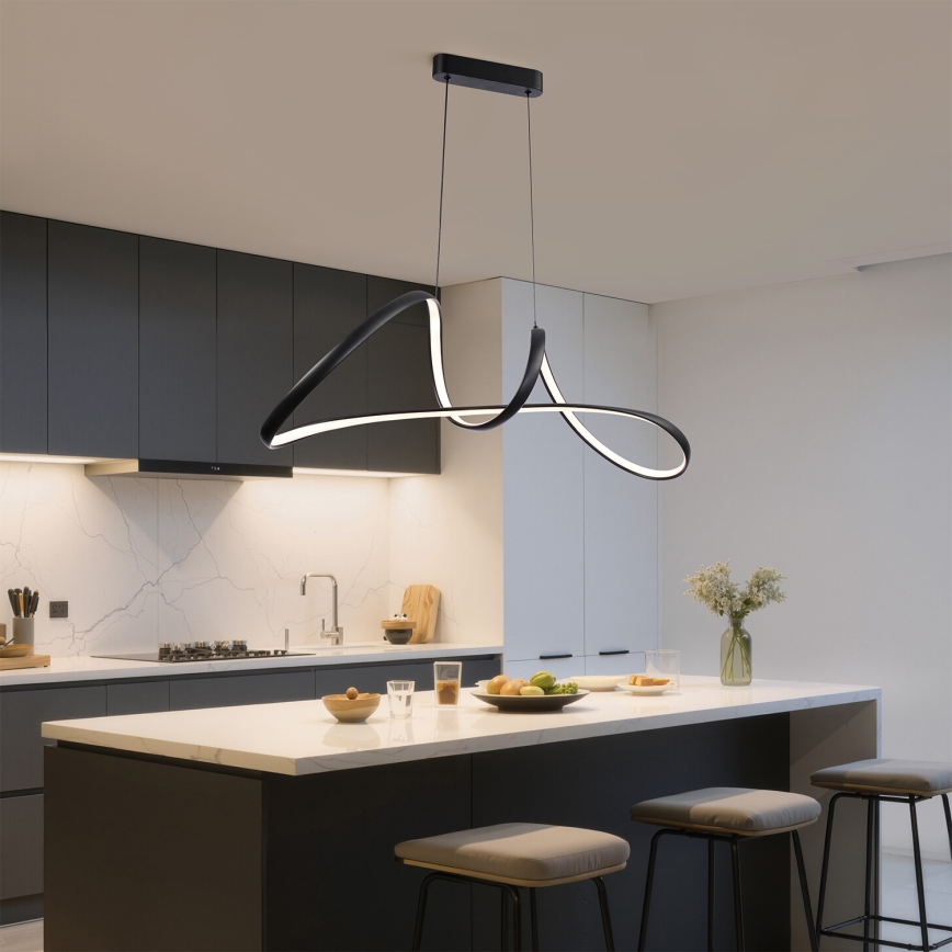 Brilagi - Dimmable LED Cable Pendant TWISTER LED/60W/230V 3000-6000K Black + Remote Control