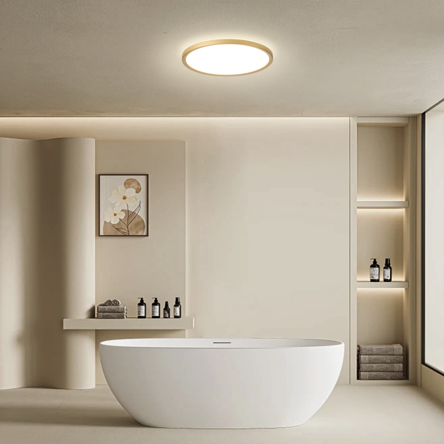 Brilagi - ULTRA SLIM LED Bathroom Ceiling Light, 18W/230V, Ø 30 cm, Gold, IP54