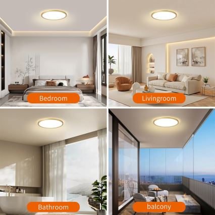 Brilagi - ULTRA SLIM LED Bathroom Ceiling Light, 18W/230V, Ø 30 cm, Gold, IP54
