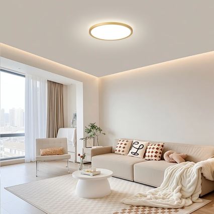 Brilagi - ULTRA SLIM LED Bathroom Ceiling Light, 18W/230V, Ø 30 cm, Gold, IP54