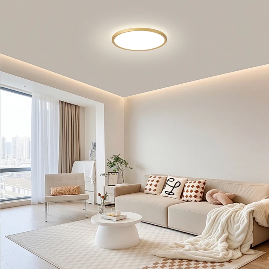 Brilagi - ULTRA SLIM LED Bathroom Ceiling Light, 18W/230V, Ø 30 cm, Gold, IP54