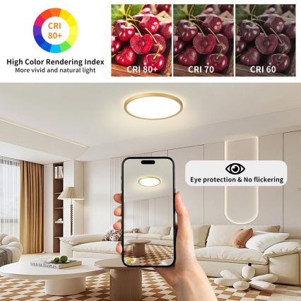 Brilagi - ULTRA SLIM LED Bathroom Ceiling Light, 18W/230V, Ø 30 cm, Gold, IP54