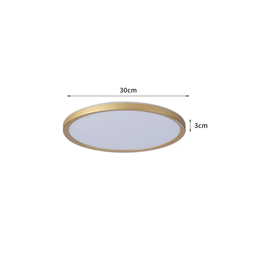 Brilagi - ULTRA SLIM LED Bathroom Ceiling Light, 18W/230V, Ø 30 cm, Gold, IP54