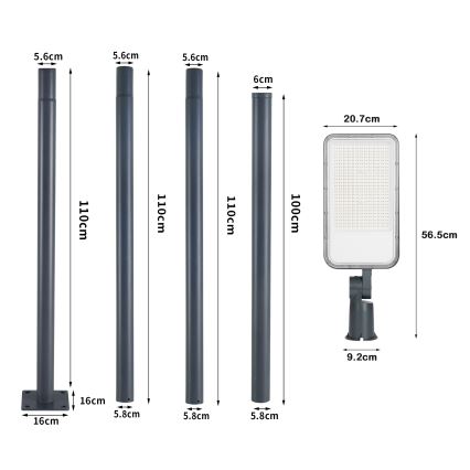 Brilagi - LED outdoor street light with 4 m pole and articulated joint URBANLIGHT LED/200W/230V anthracite IP65