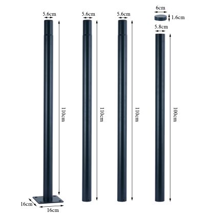 Brilagi - URBANSPARK LED/120W/230V outdoor street lamp with 4 m pole, anthracite, IP65
