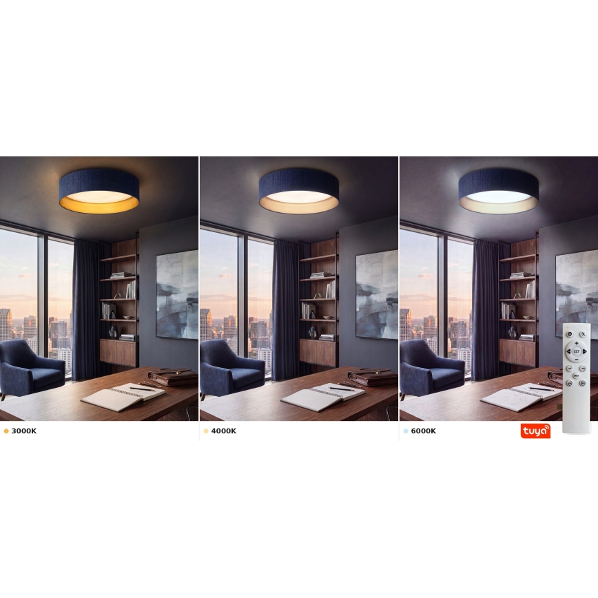 BRILAGI - VELVET SMARTIX LED Dimmable Ceiling Light LED/24W/230V 3000–6000K Ø 45 cm Blue/Gold Wi‑Fi Tuya Beacon + Remote Control