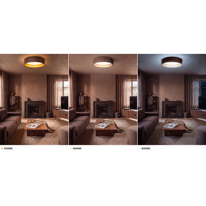 BRILAGI - VELVET VARI LED Ceiling Light, 24W/230V, 3000K/4000K/6500K, Ø 45 cm, Brown/Gold