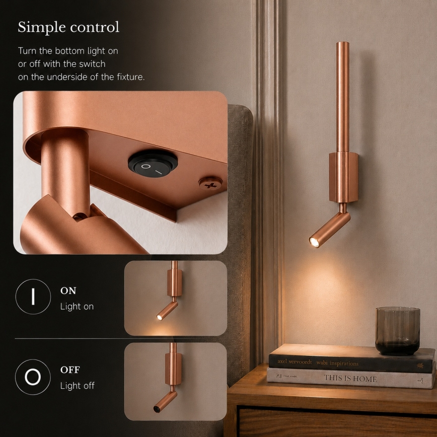 BRILAGI - LED Wall Spotlight VIXON LED/3W/230V + LED/5W bronze CRI 90