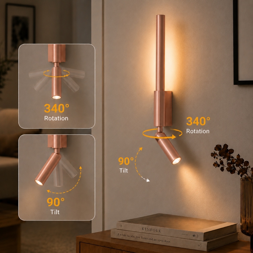 BRILAGI - LED Wall Spotlight VIXON LED/3W/230V + LED/5W bronze CRI 90