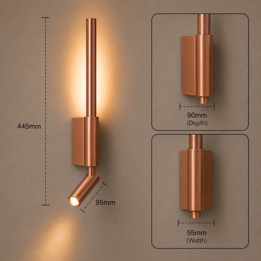 BRILAGI - LED Wall Spotlight VIXON LED/3W/230V + LED/5W bronze CRI 90