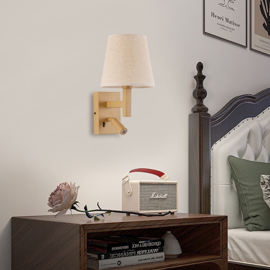Brilagi - LED Wall lamp DEYA 1xE14/40W/230V + LED/3W flax/gold