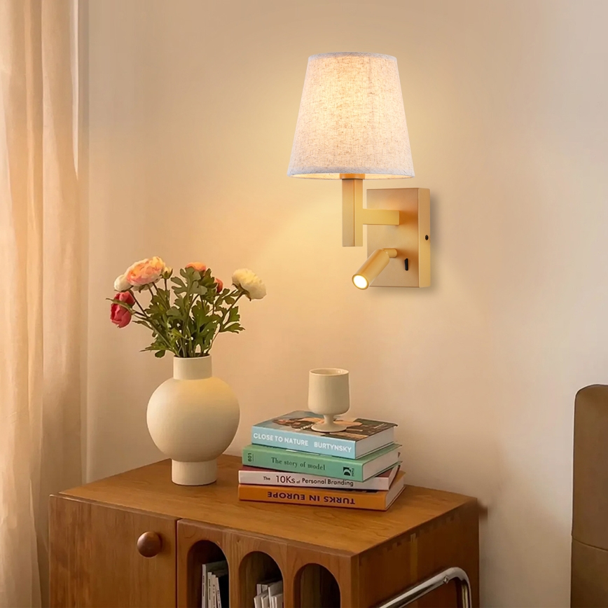 Brilagi - LED Wall lamp DEYA 1xE14/40W/230V + LED/3W flax/gold