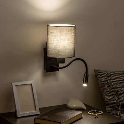 Brilagi - LED Flexible wall lamp NUBILA 1xE27/25W/230V + LED/3W black/anthracite