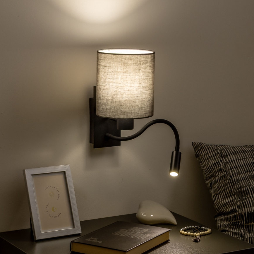 Brilagi - LED Flexible wall lamp NUBILA 1xE27/25W/230V + LED/3W black/anthracite