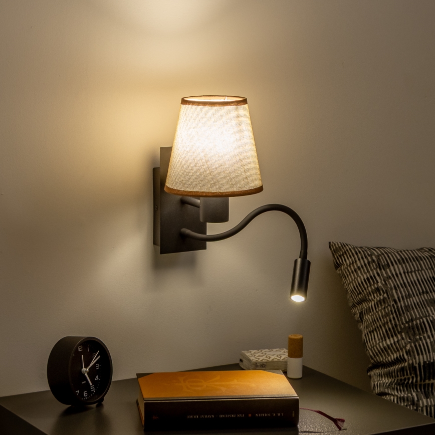 Brilagi - LED Flexible wall lamp NUBILA 1xE27/25W/230V + LED/3W black/brown
