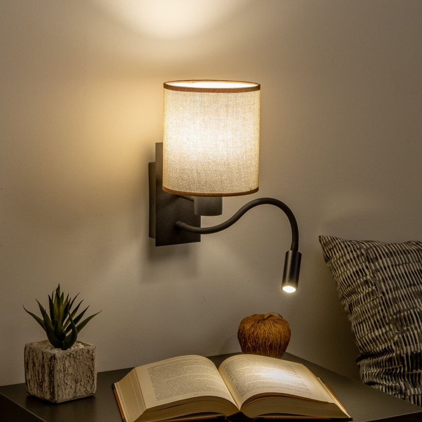 Brilagi - LED Flexible wall lamp NUBILA 1xE27/25W/230V + LED/3W black/brown