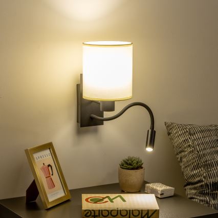 Brilagi - LED Flexible wall lamp NUBILA 1xE27/25W/230V + LED/3W black/creamy