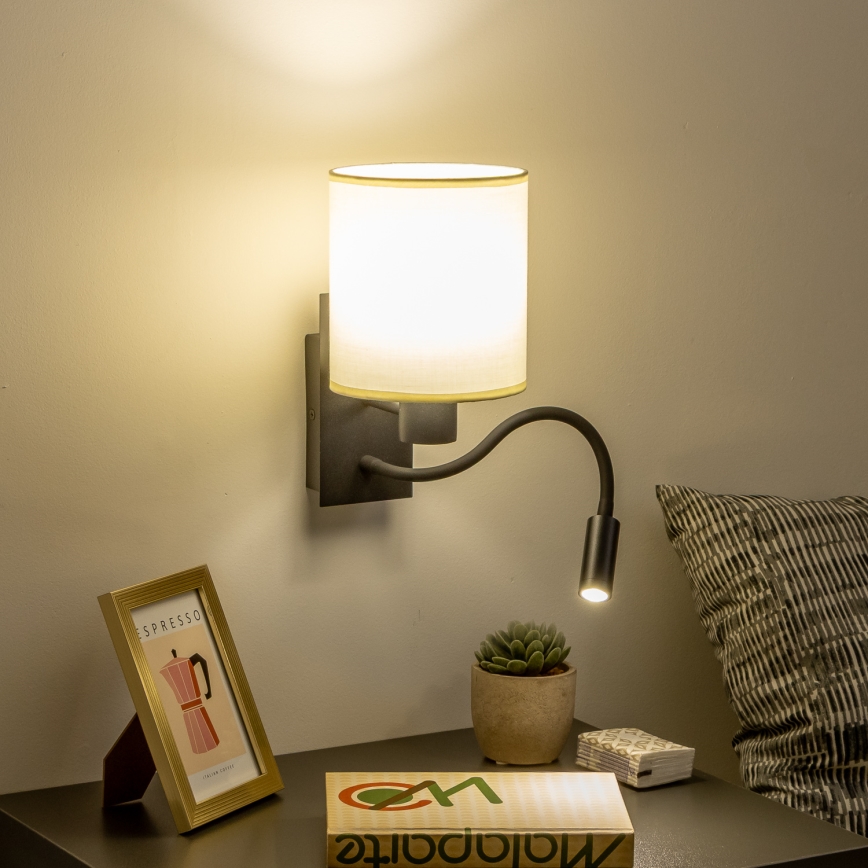 Brilagi - LED Flexible wall lamp NUBILA 1xE27/25W/230V + LED/3W black/creamy