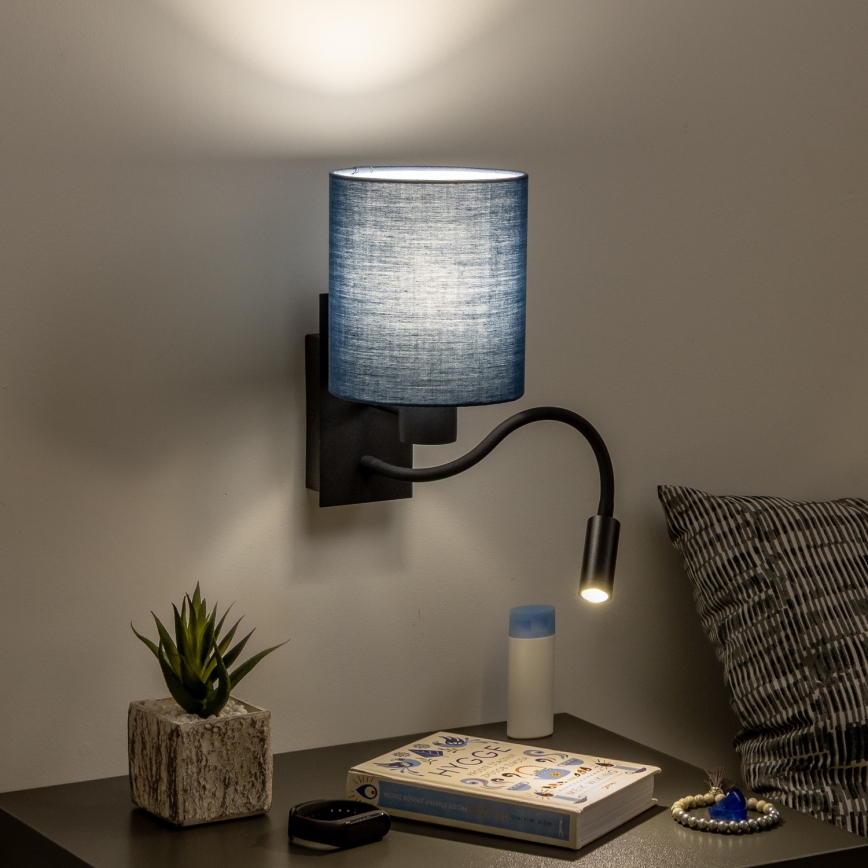 Brilagi - LED Flexible wall lamp NUBILA 1xE27/25W/230V + LED/3W black/dark blue