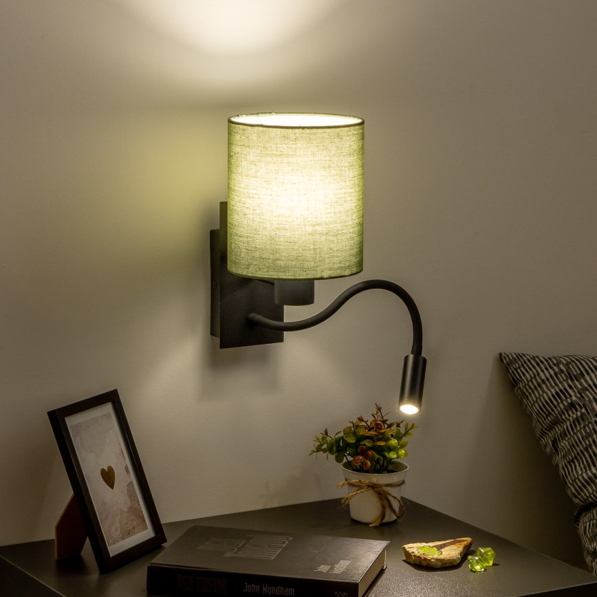 Brilagi - LED Flexible wall lamp NUBILA 1xE27/25W/230V + LED/3W black/green