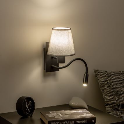 Brilagi - LED Flexible wall lamp NUBILA 1xE27/25W/230V + LED/3W black/grey