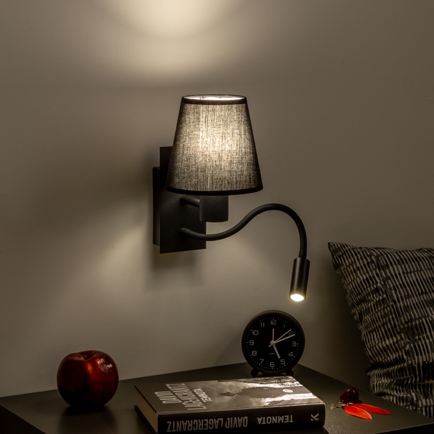 Brilagi - LED Flexible wall lamp NUBILA 1xE27/25W/230V + LED/3W black