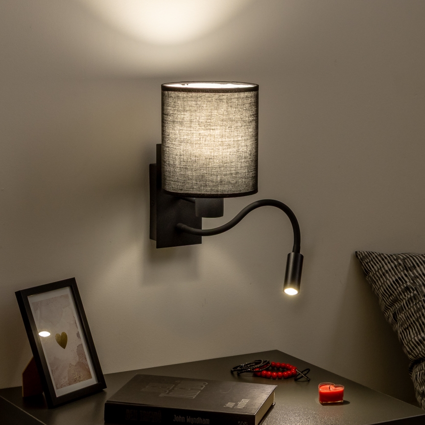 Brilagi - LED Flexible wall lamp NUBILA 1xE27/25W/230V + LED/3W black