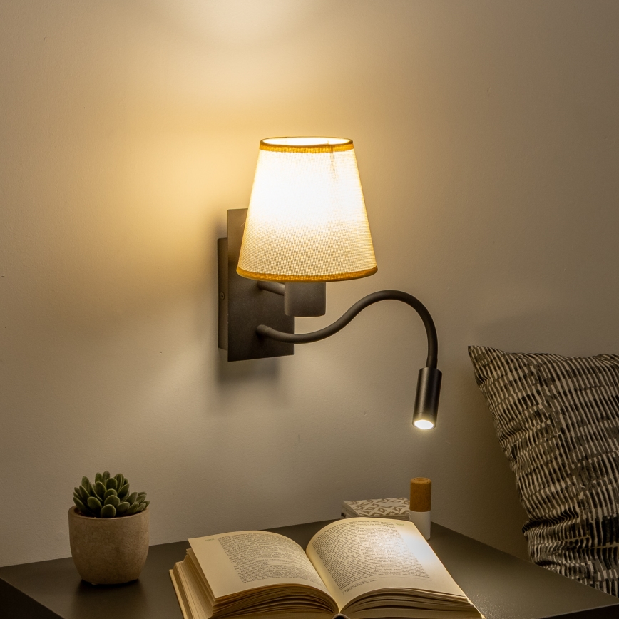 Brilagi - LED Flexible wall lamp NUBILA 1xE27/25W/230V + LED/3W black/light brown