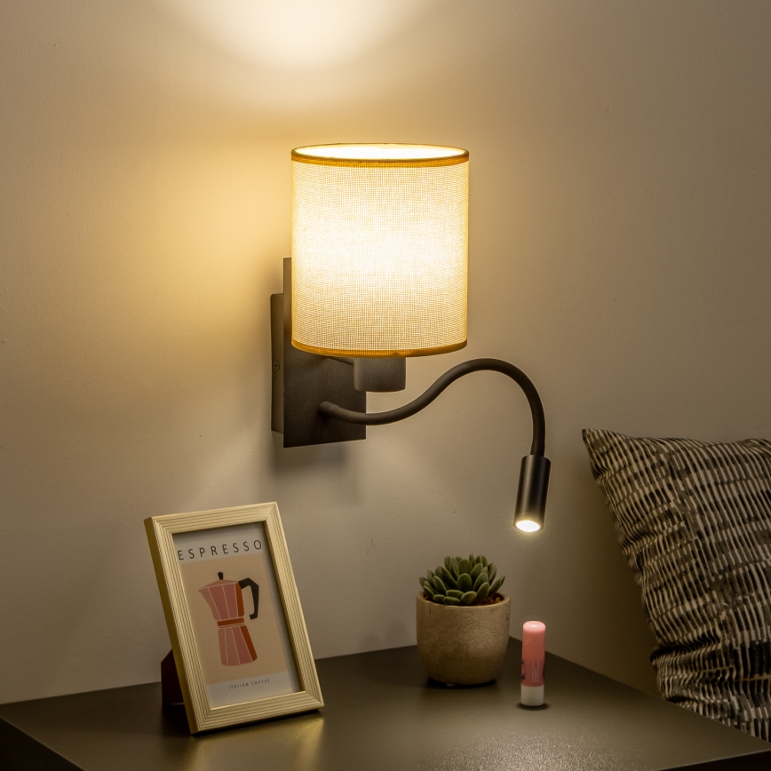 Brilagi - LED Flexible wall lamp NUBILA 1xE27/25W/230V + LED/3W black/light brown