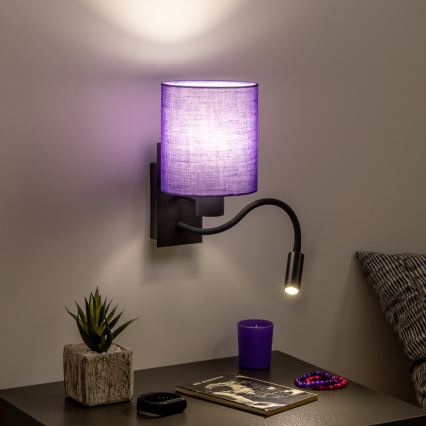 Brilagi - LED Flexible wall lamp NUBILA 1xE27/25W/230V + LED/3W black/purple