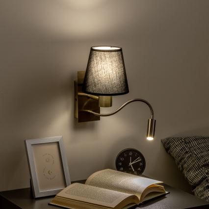 Brilagi - LED Flexible wall lamp NUBILA 1xE27/25W/230V + LED/3W brass/black