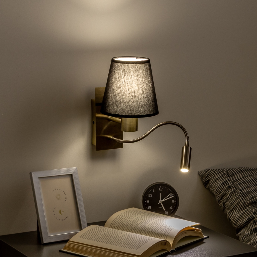 Brilagi - LED Flexible wall lamp NUBILA 1xE27/25W/230V + LED/3W brass/black