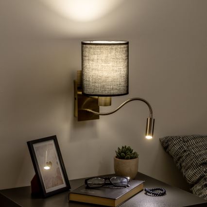 Brilagi - LED Flexible wall lamp NUBILA 1xE27/25W/230V + LED/3W brass/black