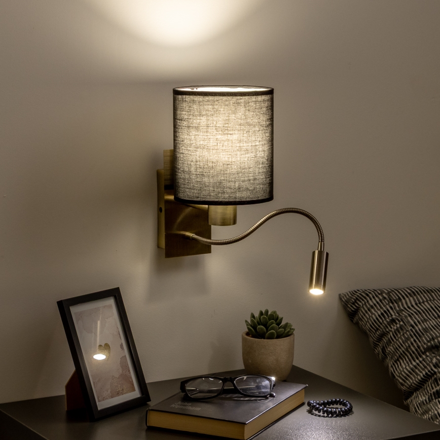 Brilagi - LED Flexible wall lamp NUBILA 1xE27/25W/230V + LED/3W brass/black