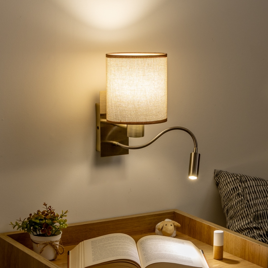 Brilagi - LED Flexible wall lamp NUBILA 1xE27/25W/230V + LED/3W brass/brown