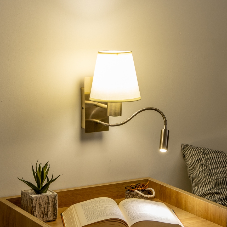 Brilagi - LED Flexible wall lamp NUBILA 1xE27/25W/230V + LED/3W brass/creamy