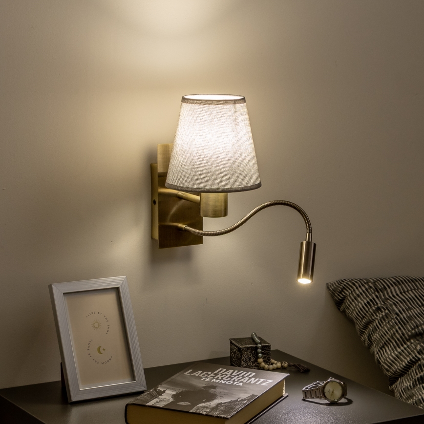Brilagi - LED Flexible wall lamp NUBILA 1xE27/25W/230V + LED/3W brass/grey
