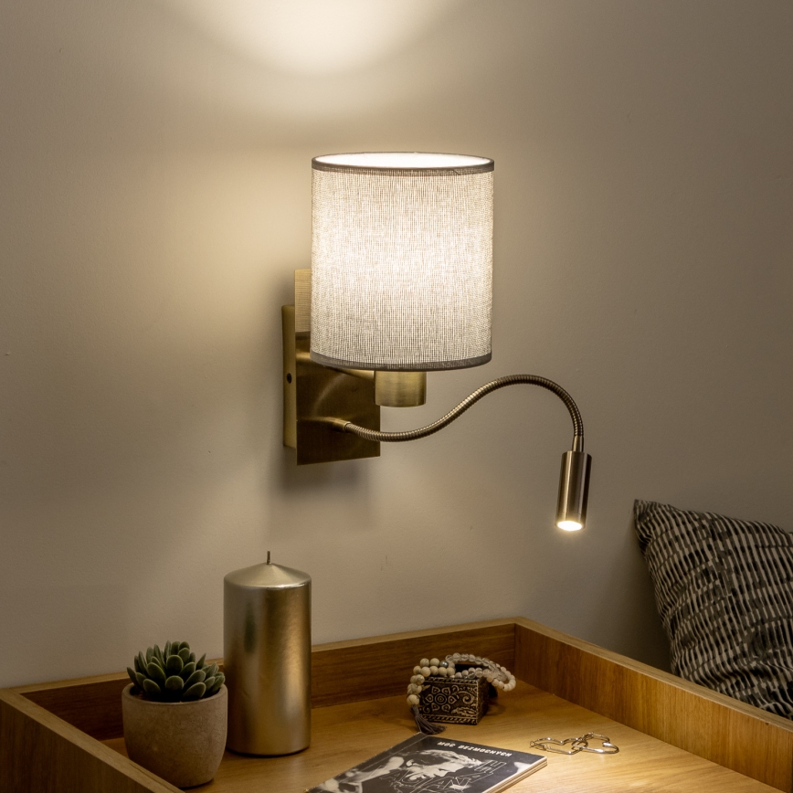 Brilagi - LED Flexible wall lamp NUBILA 1xE27/25W/230V + LED/3W brass/grey