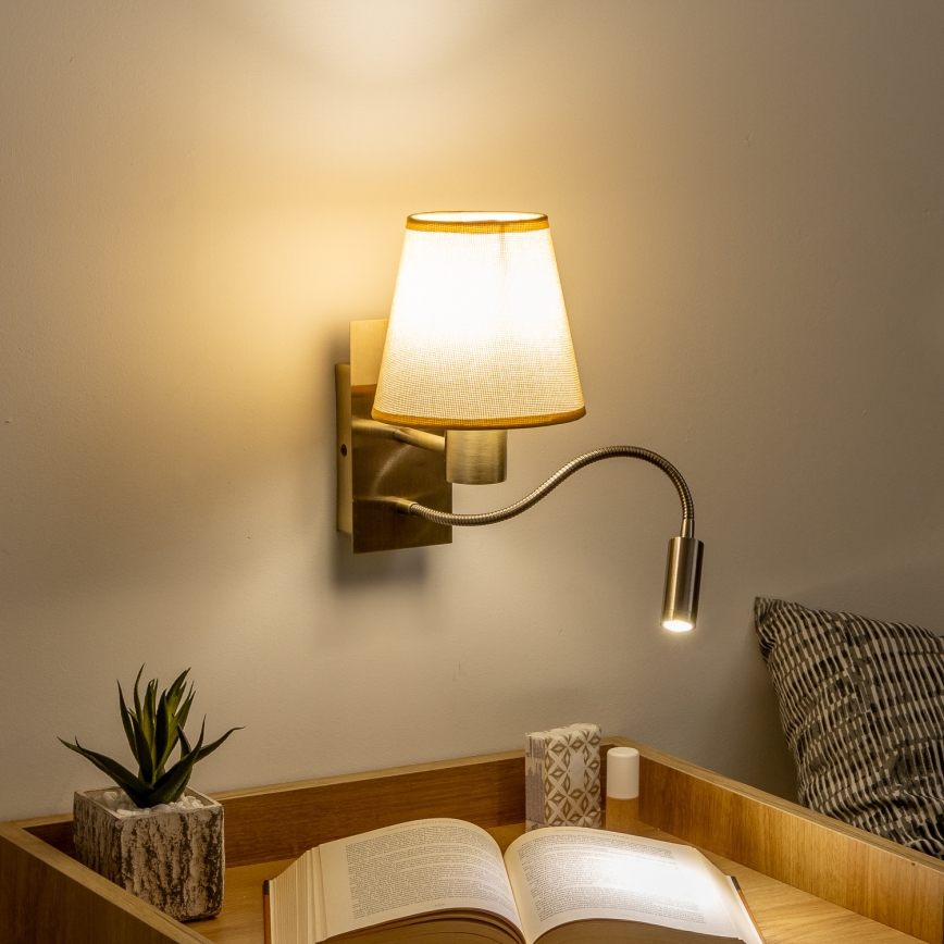 Brilagi - LED Flexible wall lamp NUBILA 1xE27/25W/230V + LED/3W brass/light brown